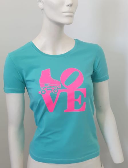 T-SHIRT REBEL MOD. LOVE VERDE/ROSA FLUO